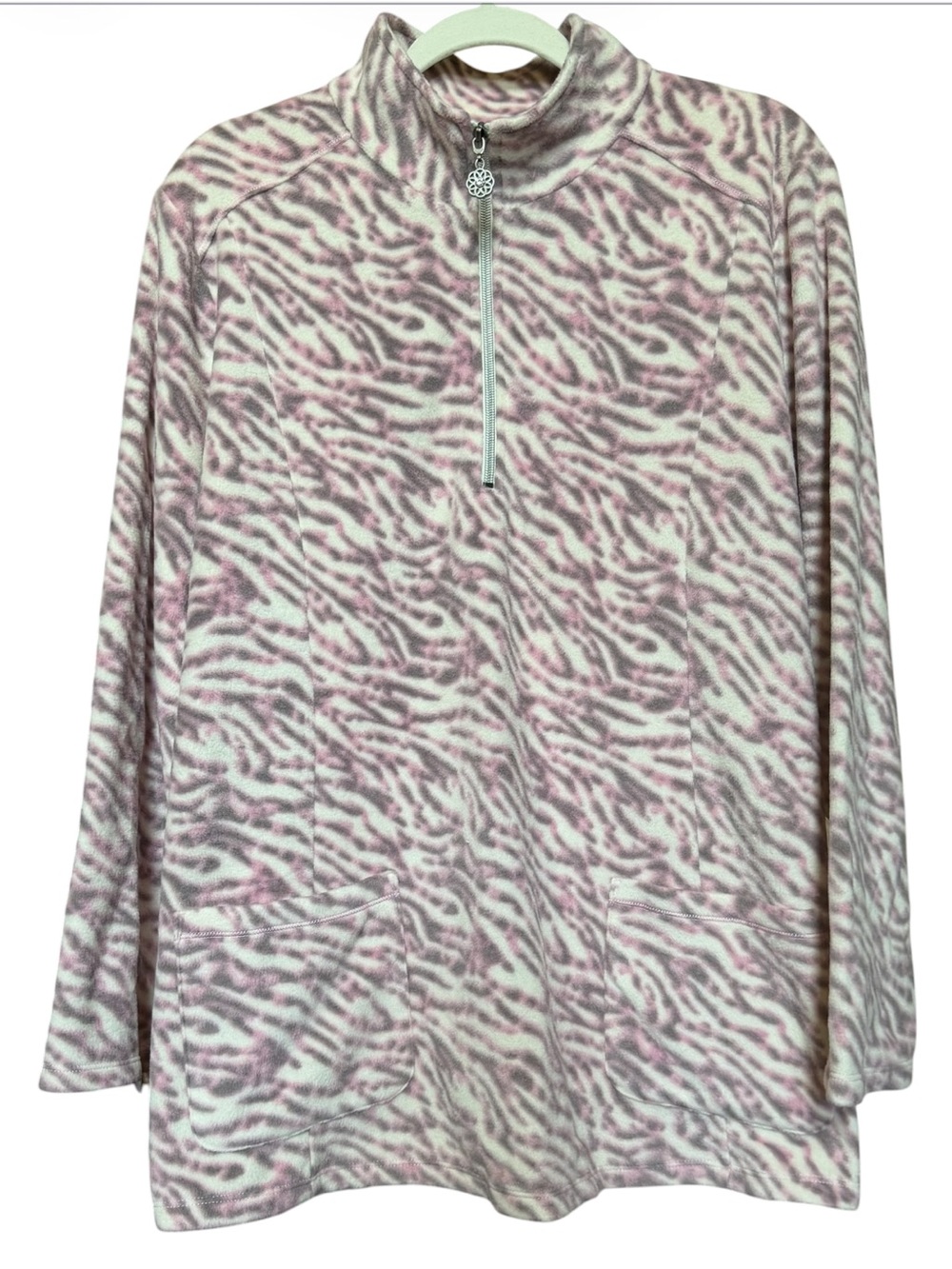 Susan Graver Weekend Printed Polar Fleece Half Zip Pullover. Size 2XL